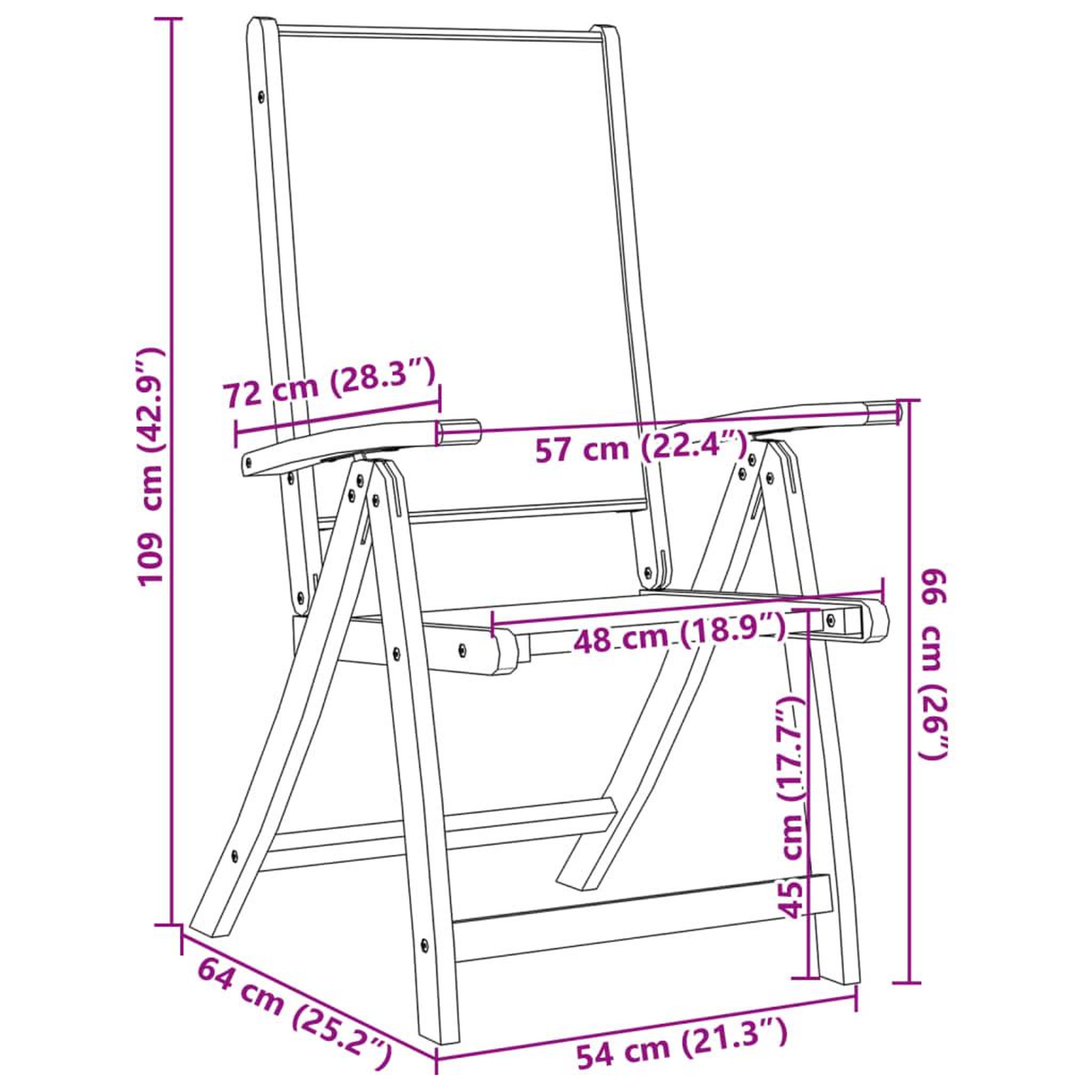 Voir la diapositive 6 : VIDAXL Chaises pliables de jardin lot de 6 bois d'acacia et textilene