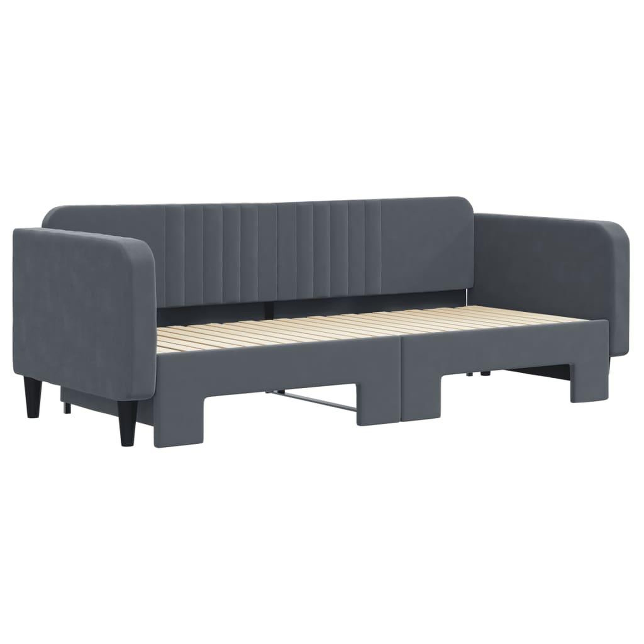 Voir la diapositive 3 : VIDAXL Lit de jour avec gigogne sans matelas gris fonce 90x200 cm