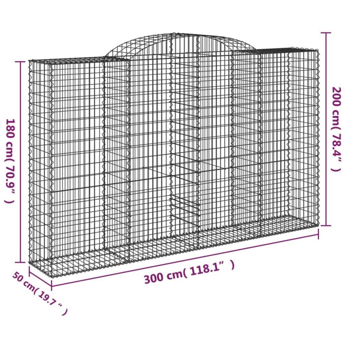 VIDAXL Paniers a gabions arques 13 pcs 300x50x180/200 cm fer galvanise