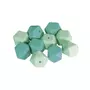 Rayher Perles en silicone Hexagone, 14mm ø, tons menthe , 10 pces