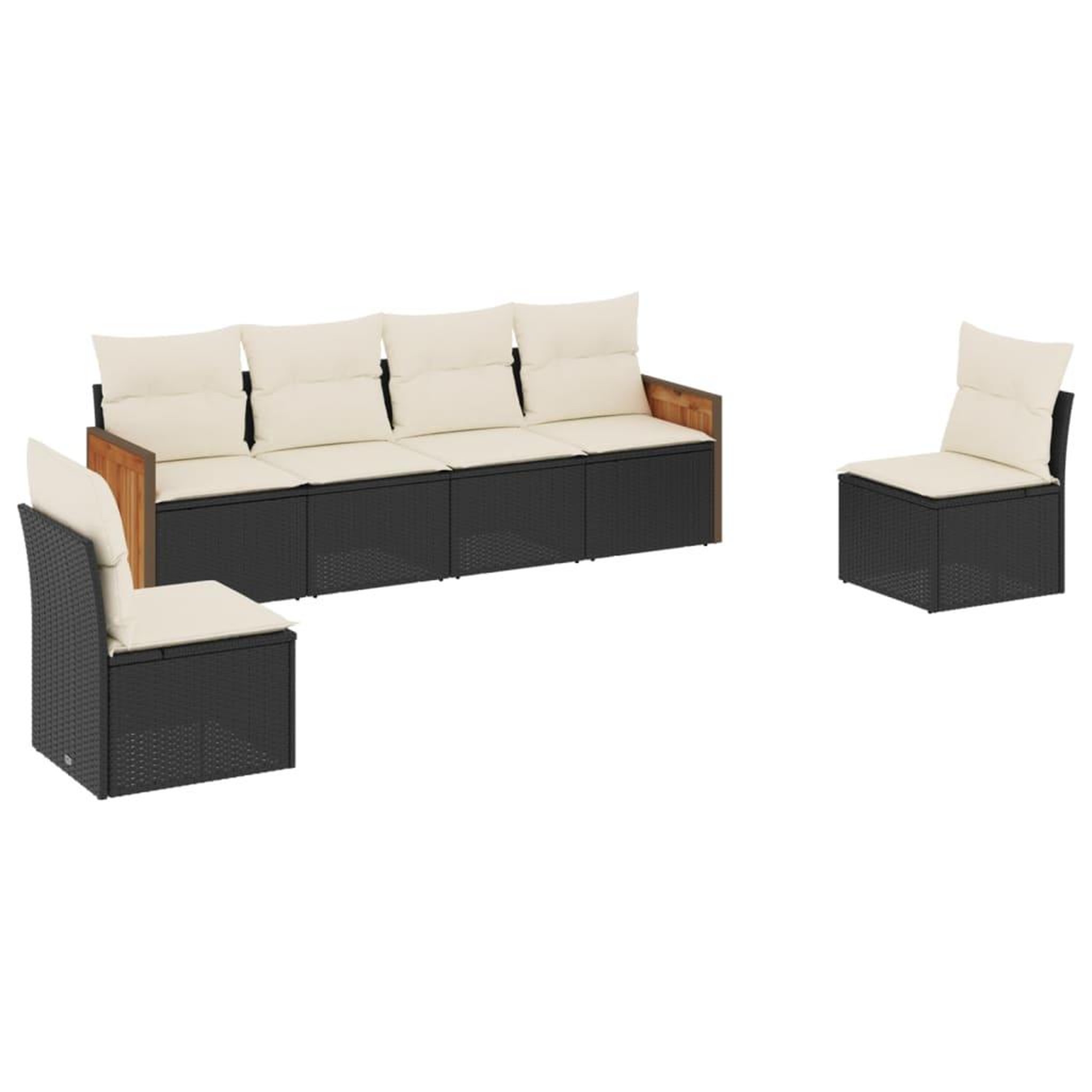 Voir la diapositive 2 : VIDAXL Salon de jardin 6 pcs avec coussins noir resine tressee
