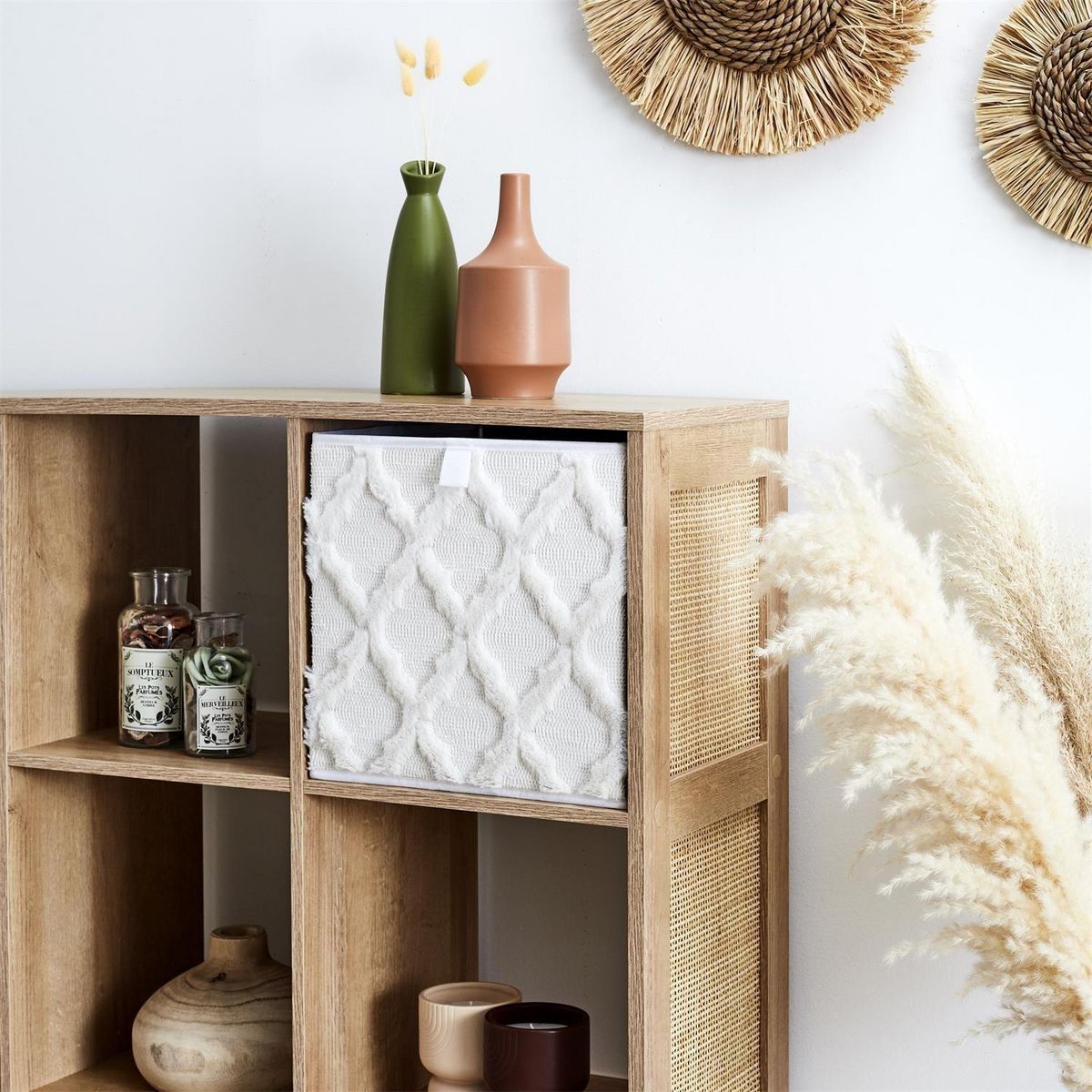 The Home Deco Factory Lot de 6 cubes de rangement pliable losange - 30 x 30 cm - Beige