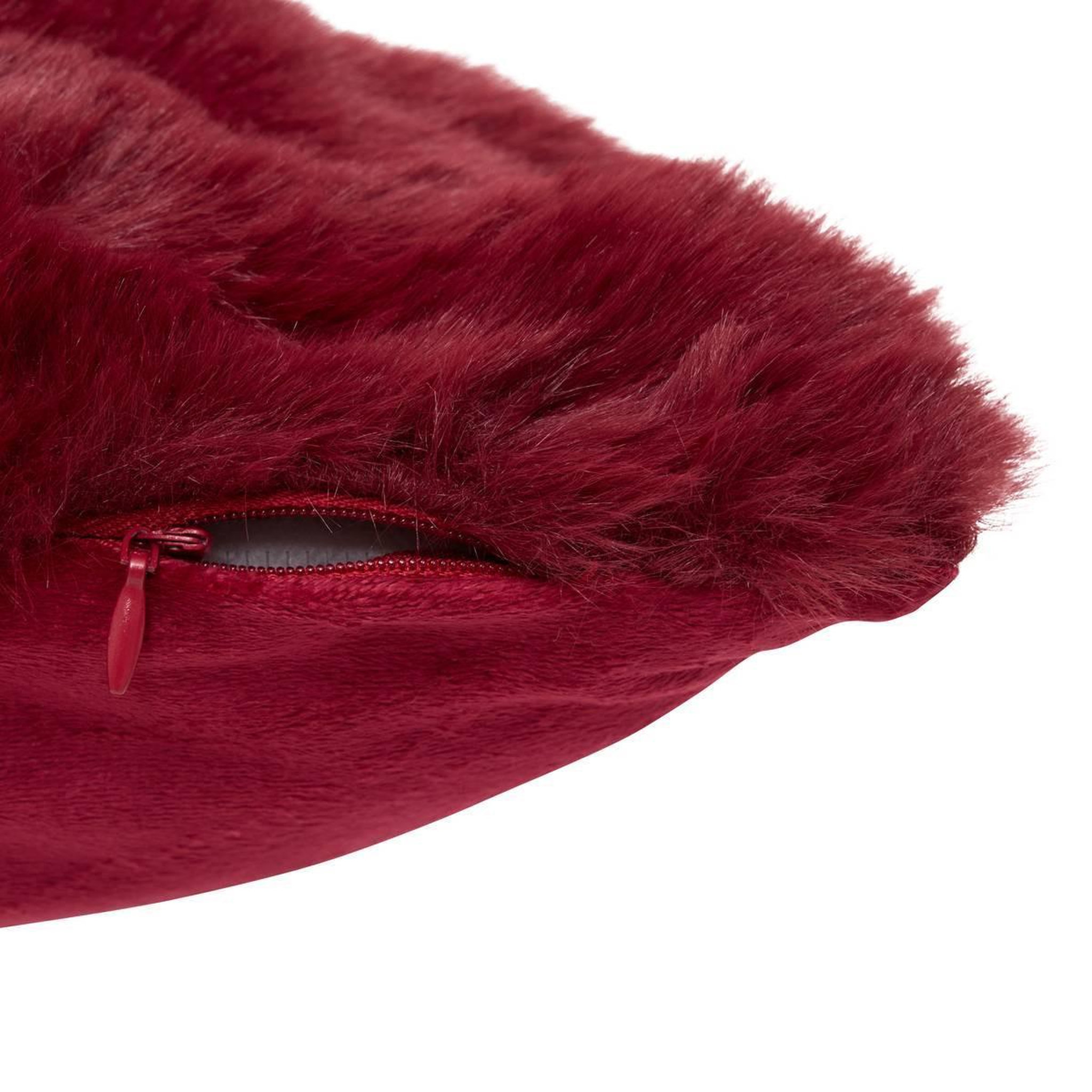 Voir la diapositive 3 : ATMOSPHERA Coussin imitation fourrure 3d  zephy  45x45cm rouge grenat
