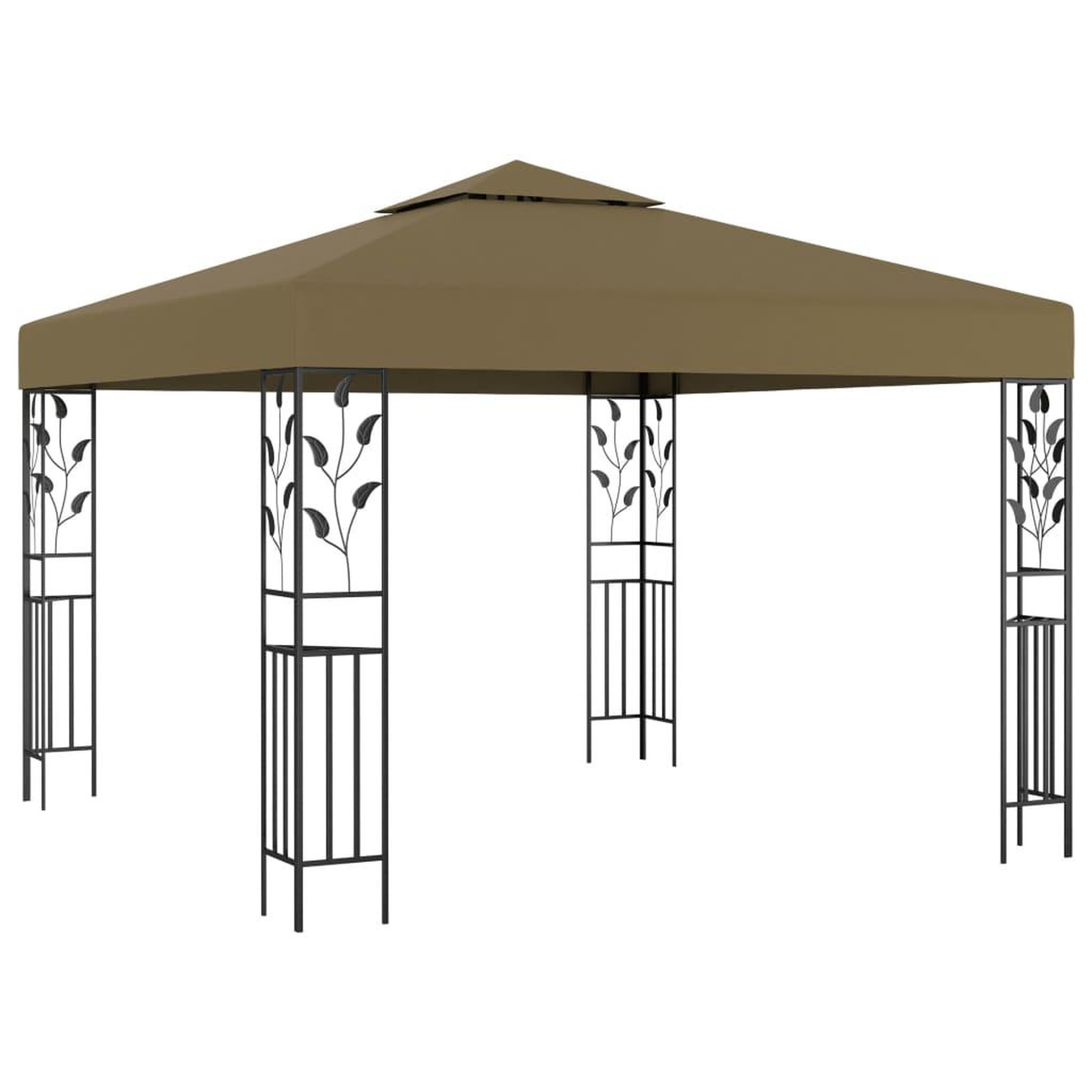 Voir la diapositive 3 : VIDAXL Tonnelle avec guirlande lumineuse a led 3x3 m taupe