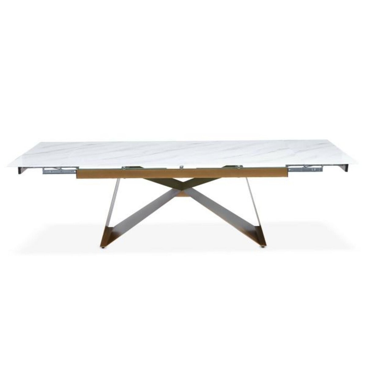 Paris Prix Table de Repas Extensible  Nayla  180-260cm Blanc & Or