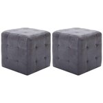 VIDAXL 2 pcs Poufs Gris 30 x 30 x 30 cm Similicuir daim