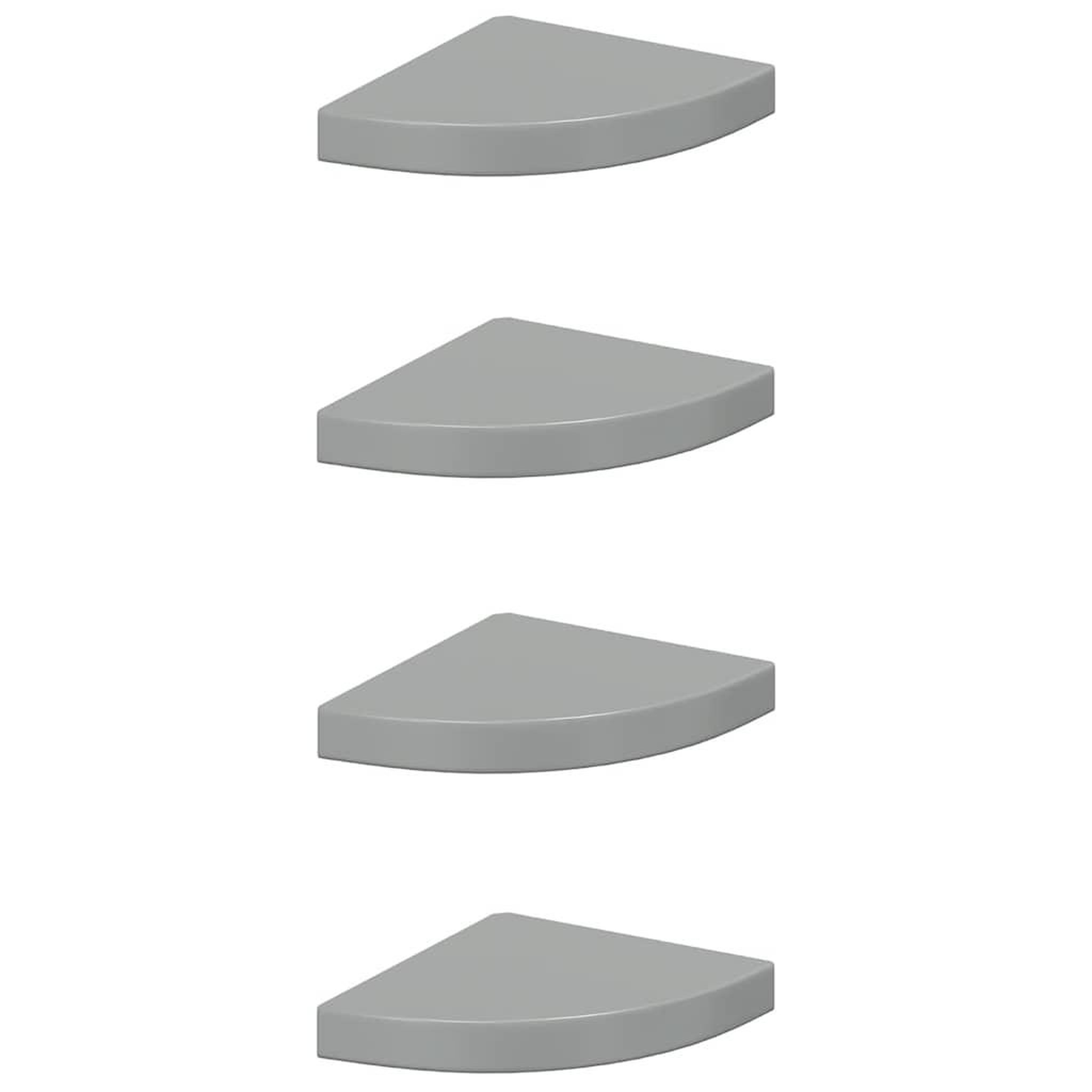 VIDAXL Etageres d'angle flottantes 4 pcs gris brillant 25x25x3,8cm mdf