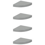 VIDAXL Etageres d'angle flottantes 4 pcs gris brillant 25x25x3,8cm MDF