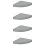 Voir la diapositive 1 : VIDAXL Etageres d'angle flottantes 4 pcs gris brillant 25x25x3,8cm MDF