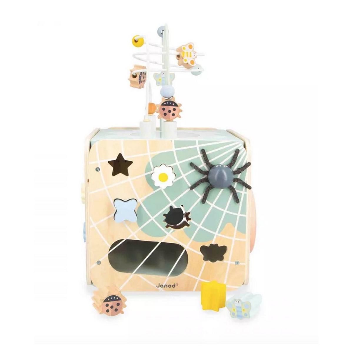 Juratoys-Janod Cube d'activités Maxi Cube Sweet Cocoon pour Bébé - Plus de 10 Jeux Amusants