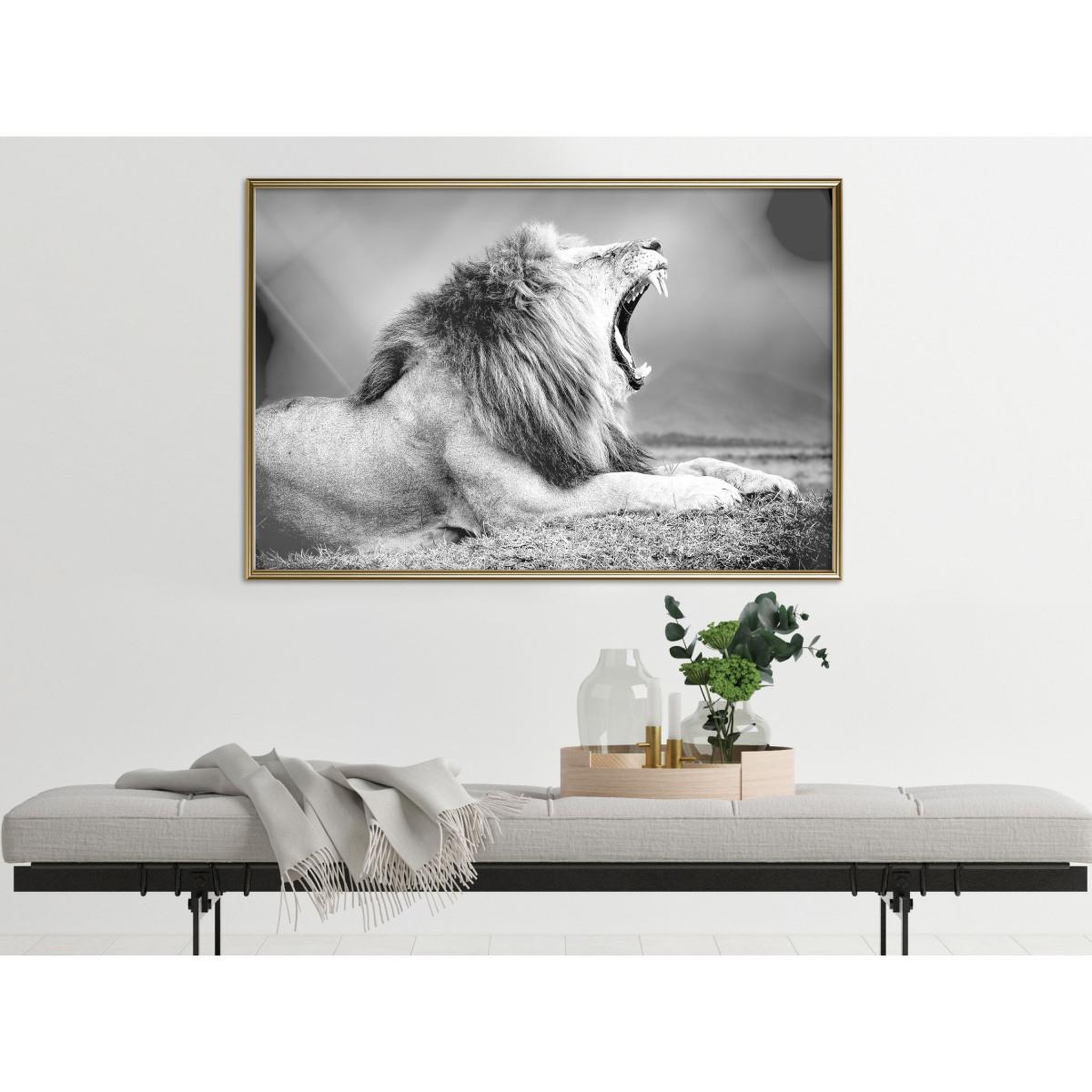 Voir la diapositive 2 : Paris Prix Affiche Murale Encadrée  Yawning Lion