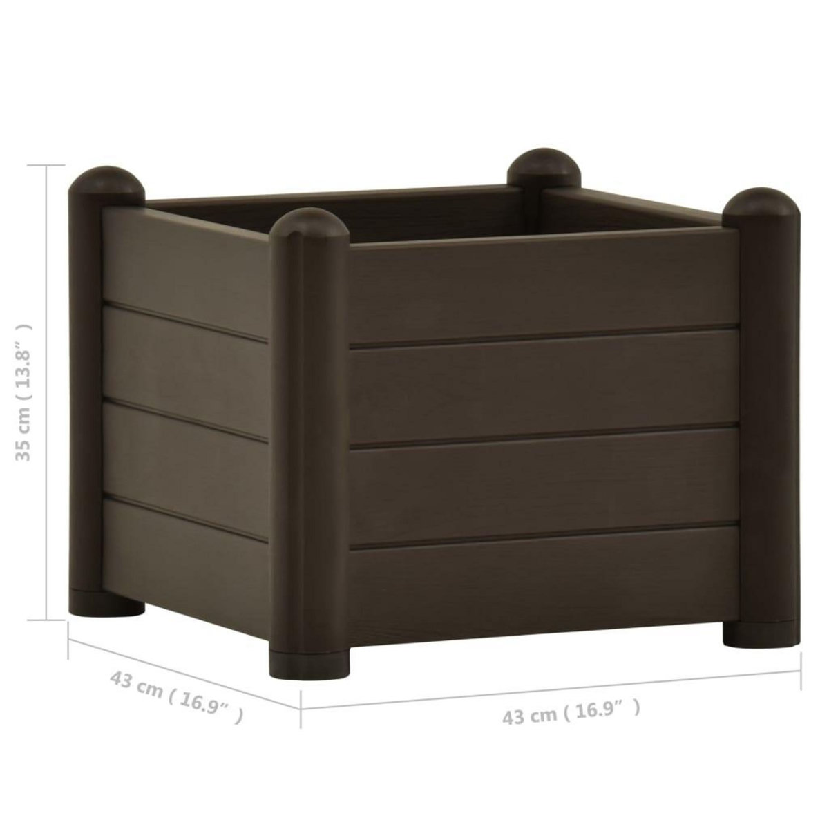 VIDAXL Lit sureleve de jardin PP Moka 43x43x35 cm