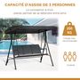 Voir la diapositive 6 : OUTSUNNY Balancelle de jardin 3 places grand confort toit inclinaison réglable assise et dossier ergonomique acier époxy textilène noir