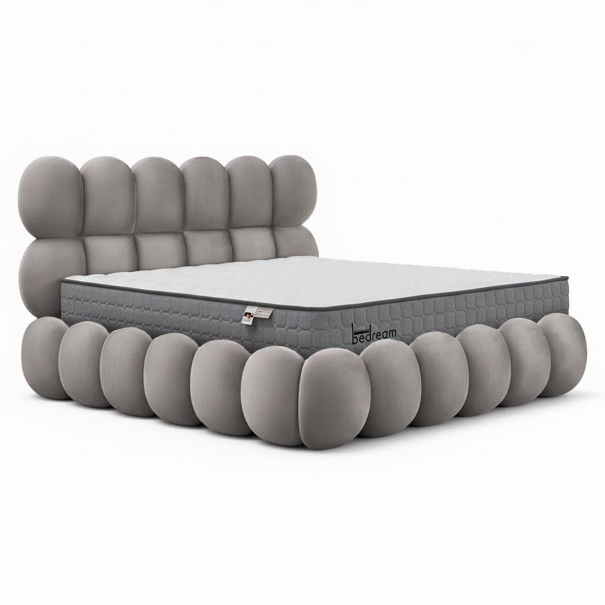 Paris Prix Pack lit coffre en velours & matelas  bubble & goodream  160x200cm gris