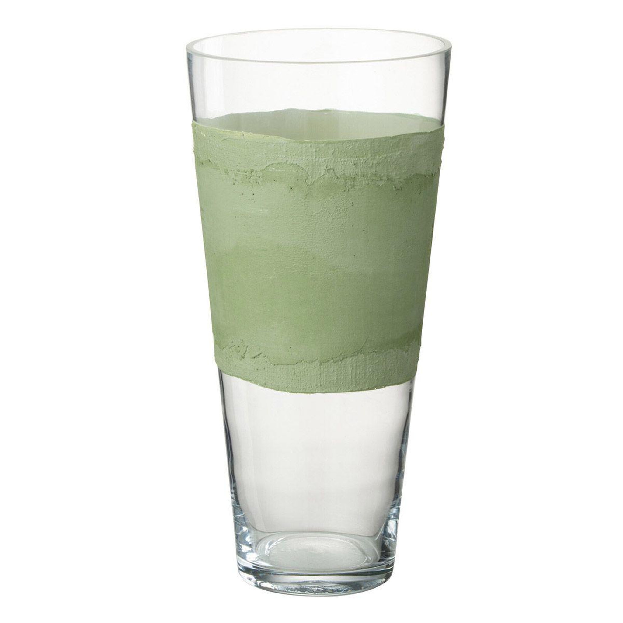 Voir la diapositive 1 : J-LINE Vase déco en verre  delph  35cm transparent & vert