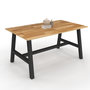 Voir la diapositive 5 : ID MARKET Table à manger extensible rectangle MADELEINE 6-12 personnes bois et métal noir 160-240 cm