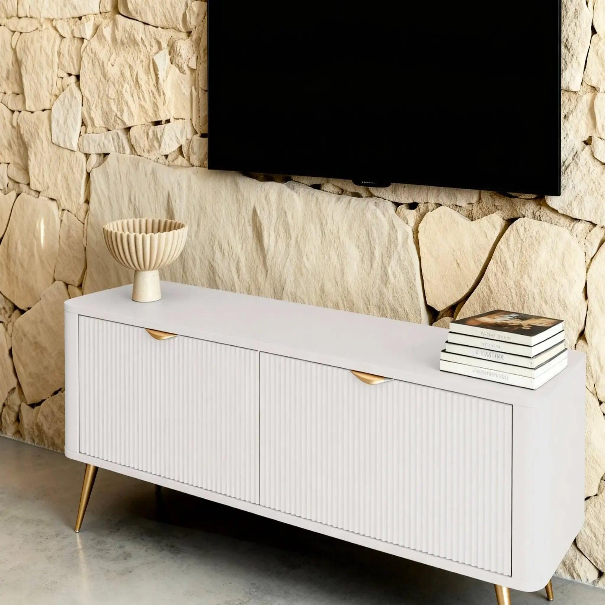 Voir la diapositive 3 : CASANOVA PARIS Joudy mini - mini meuble tv 163cmeffet rainuré