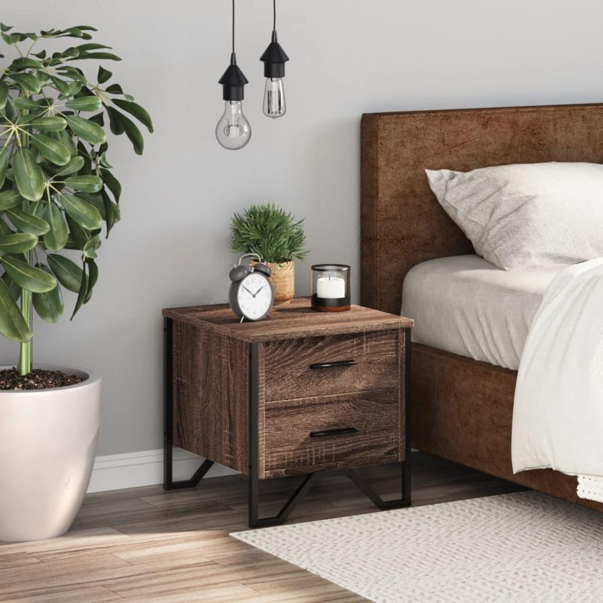 VIDAXL Table de chevet chene marron 40x41x40 cm bois d'ingenierie