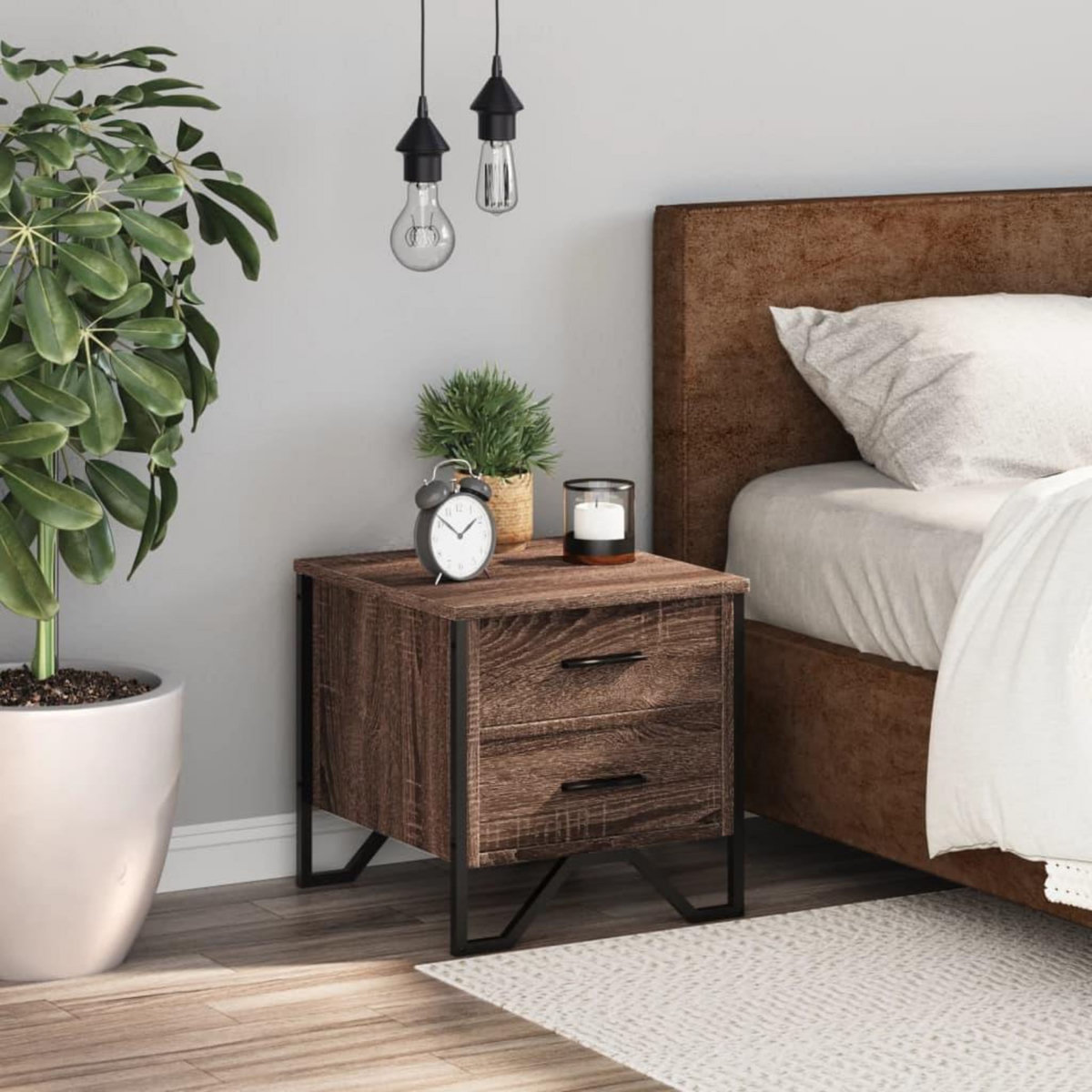 VIDAXL Table de chevet chene marron 40x41x40 cm bois d'ingenierie