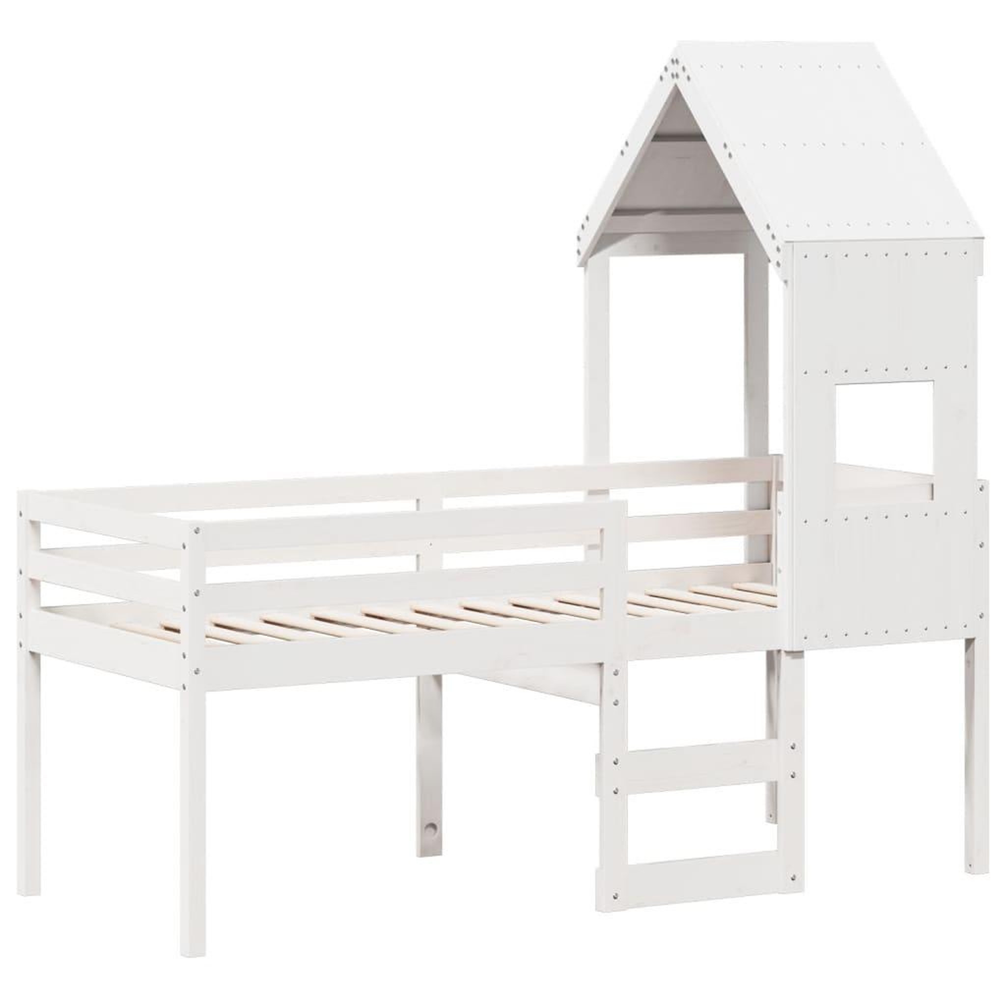 Voir la diapositive 3 : VIDAXL Lit haut sans matelas blanc 90x190 cm bois de pin massif