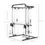 Voir la diapositive 3 : HOMCOM Station de musculation double polie barre de traction et barre longue musculation acier noir