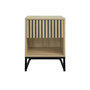 Voir la diapositive 4 : SWEEEK Lot de 2 tables de chevet style contemporain avec 1 tiroir effet bois rainuré (système d'ouverture par pression) et 1 niche. piètement en métal noir