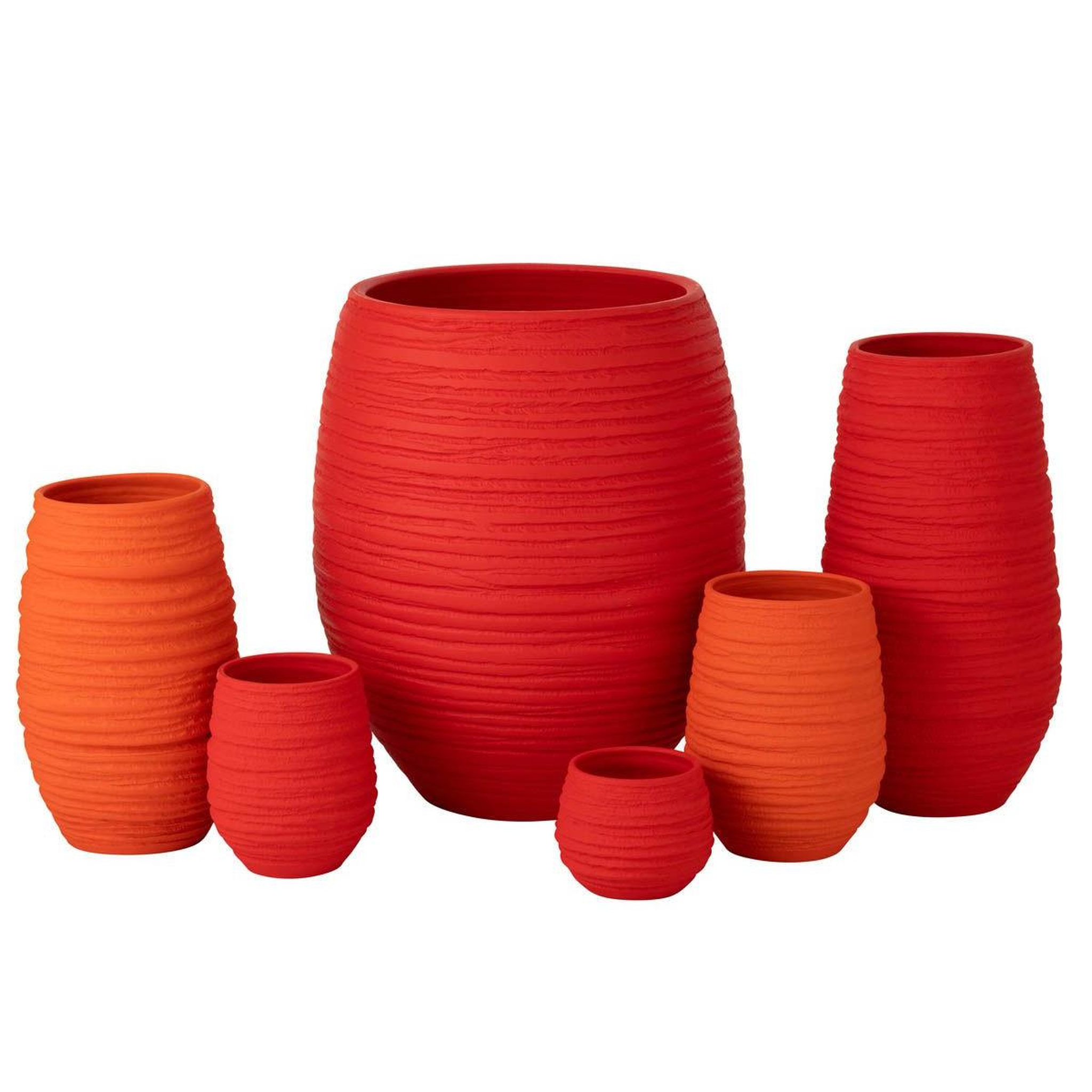 Voir la diapositive 3 : J-LINE Vase en céramique  fiesta  30cm orange