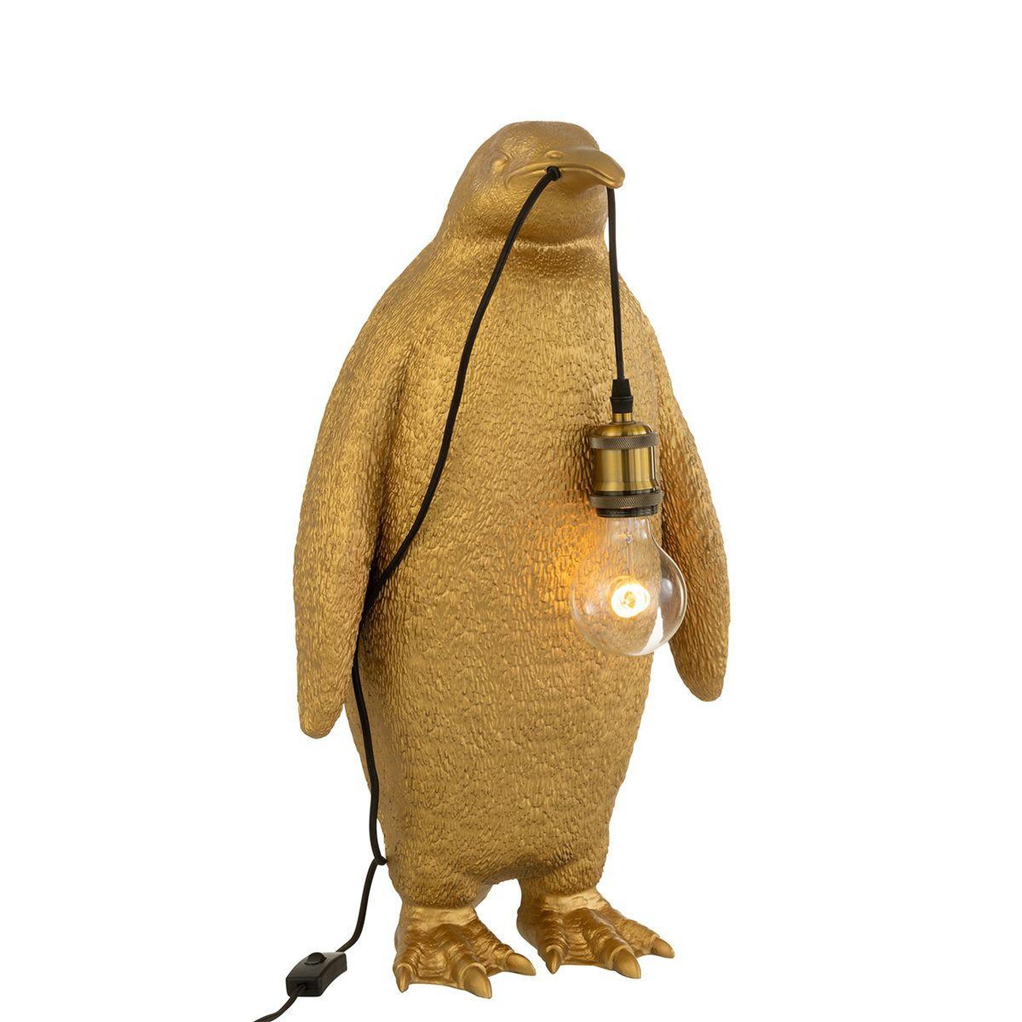 Voir la diapositive 2 : J-LINE Lampe à Poser en Résine  Pingouin  59cm Or