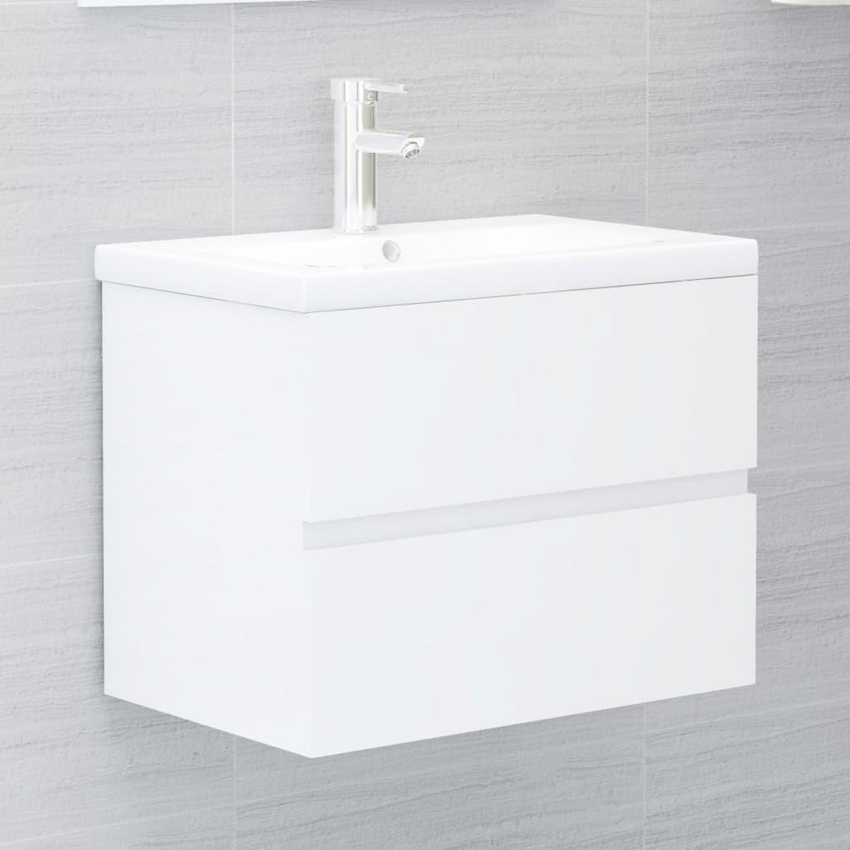 VIDAXL Meubles de salle de bain blanc brillant bois d'ingenierie