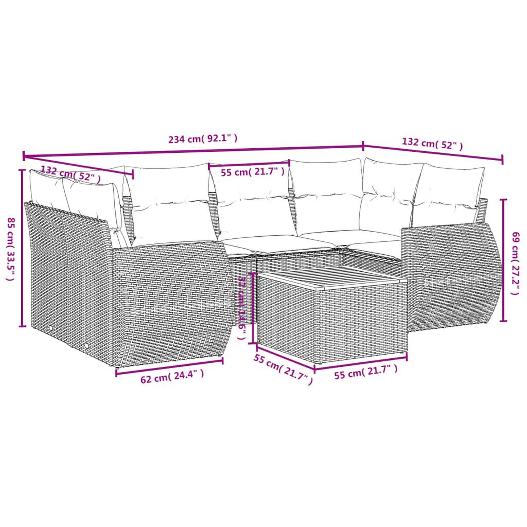Voir la diapositive 6 : VIDAXL Salon de jardin 7 pcs avec coussins noir resine tressee