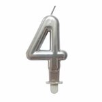 Paris Prix Bougie d'Anniversaire  Chiffre 4  7cm Argent