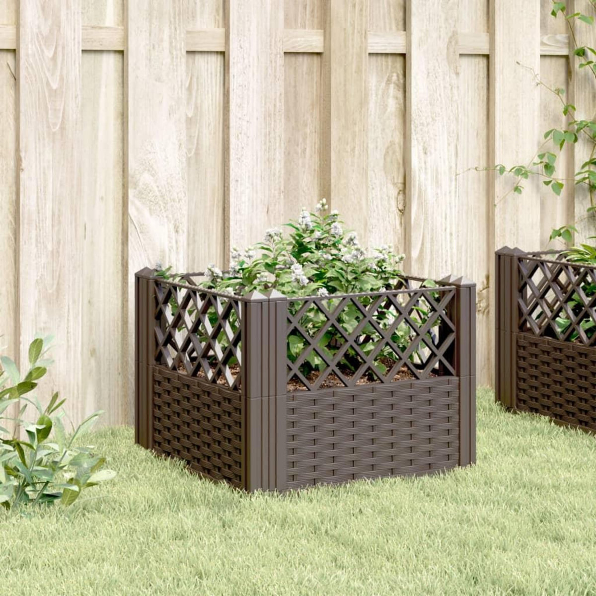 VIDAXL Jardiniere avec piquets marron 43,5x43,5x43,5 cm PP