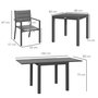 Voir la diapositive 3 : OUTSUNNY Ensemble salon de jardin 4 personnes 5 pièces table manger extensible anthracite