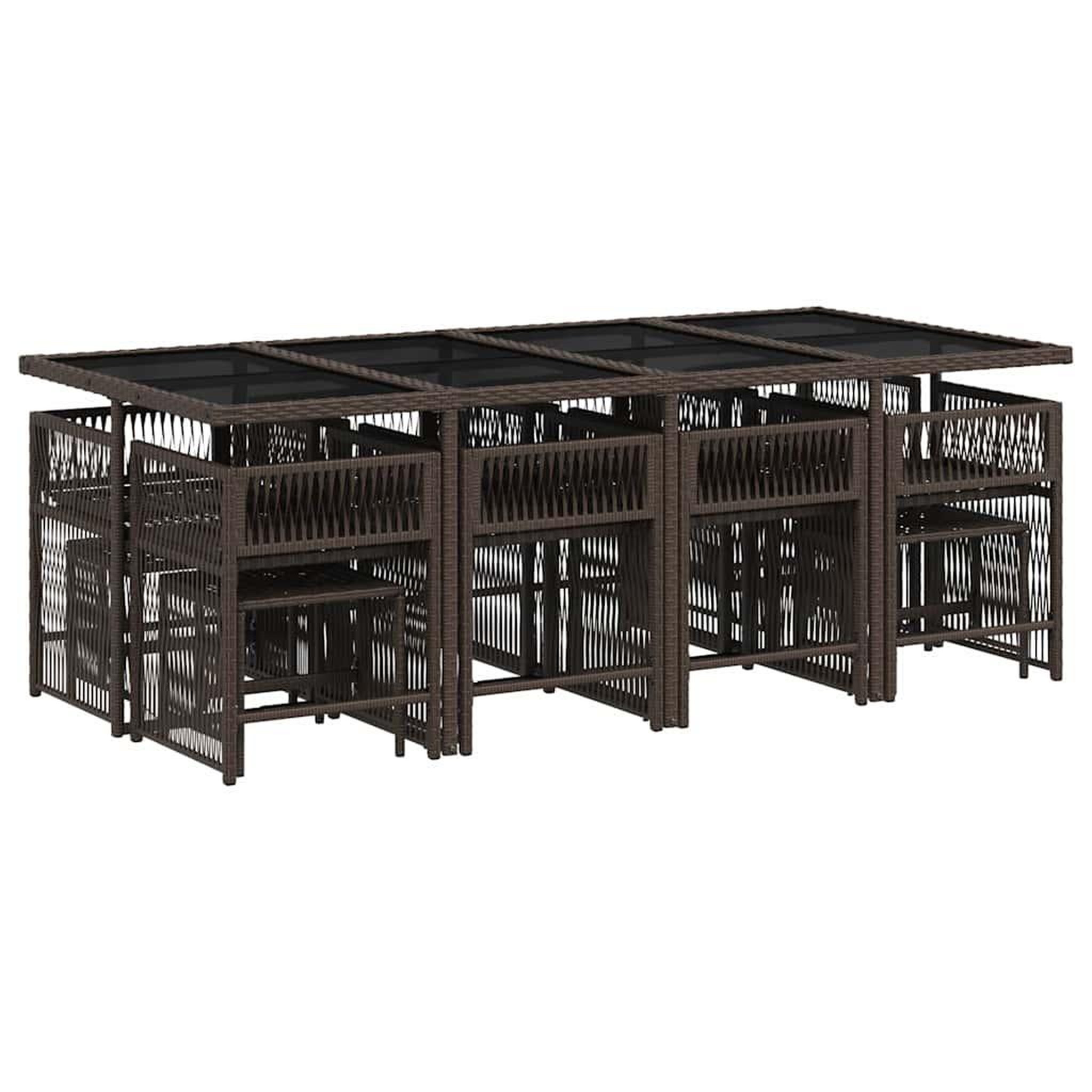 Voir la diapositive 3 : VIDAXL Ensemble a manger de jardin avec coussins 13 pcs marron rotin