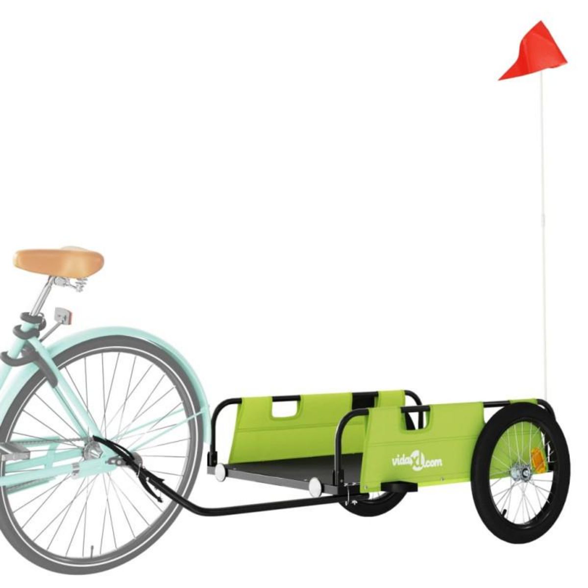 VIDAXL Remorque de vélo vert tissu oxford et fer