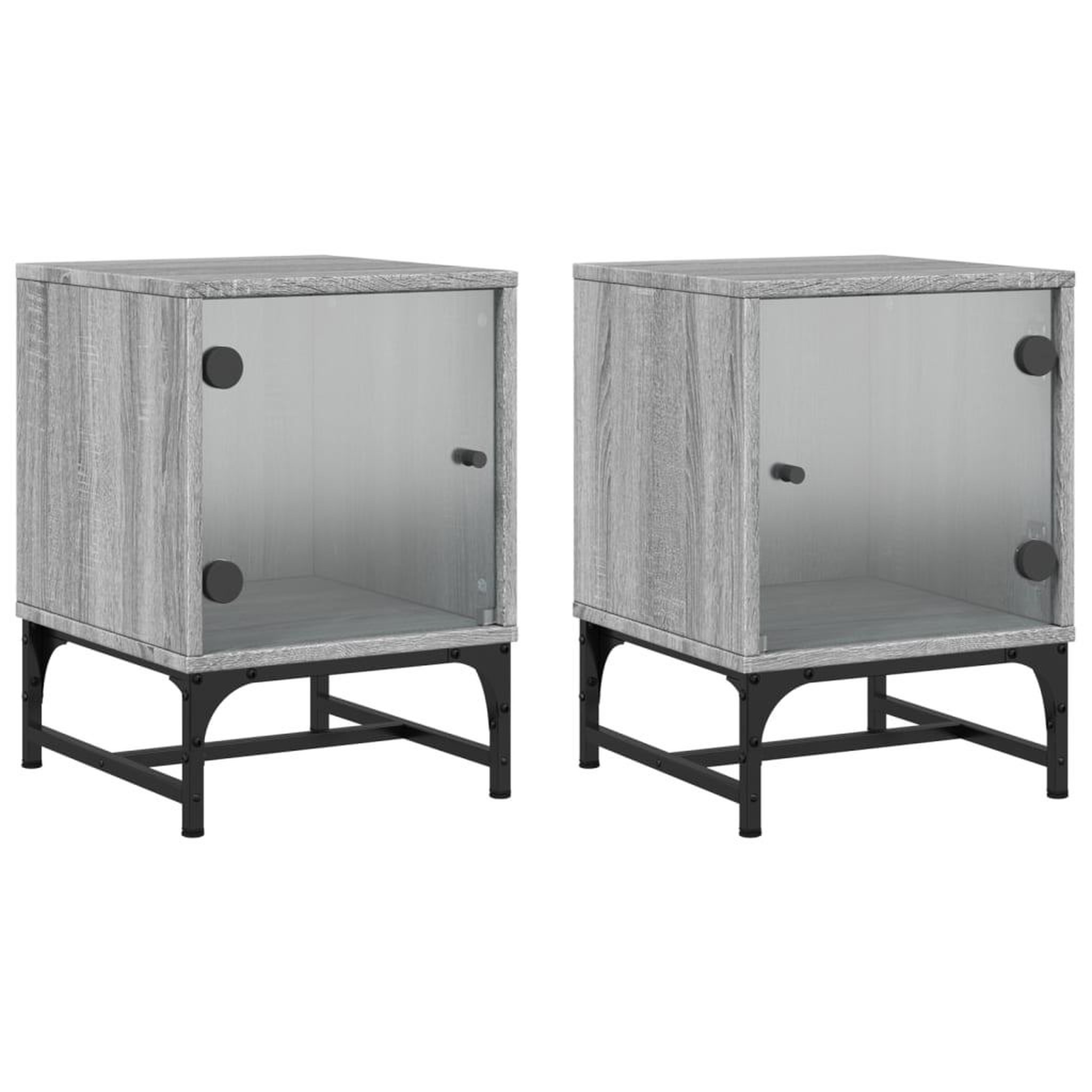 Voir la diapositive 2 : VIDAXL Tables de chevet et portes vitrees 2 pcs sonoma gris 35x37x50cm