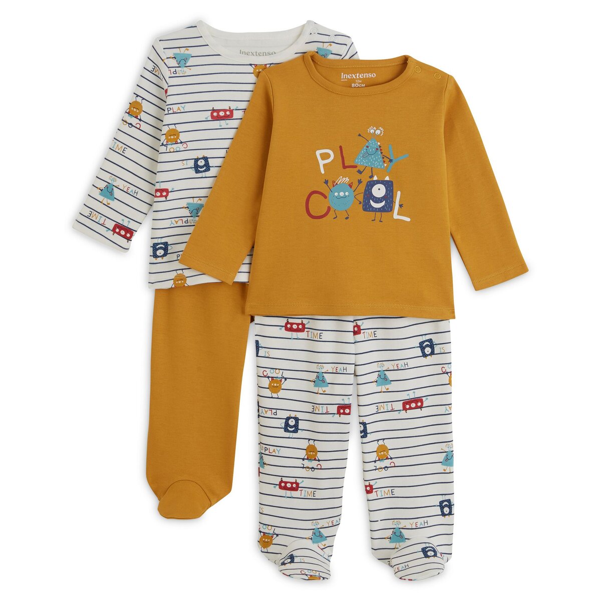 INEXTENSO Lot de 2 pyjamas bébé garçon pas cher 