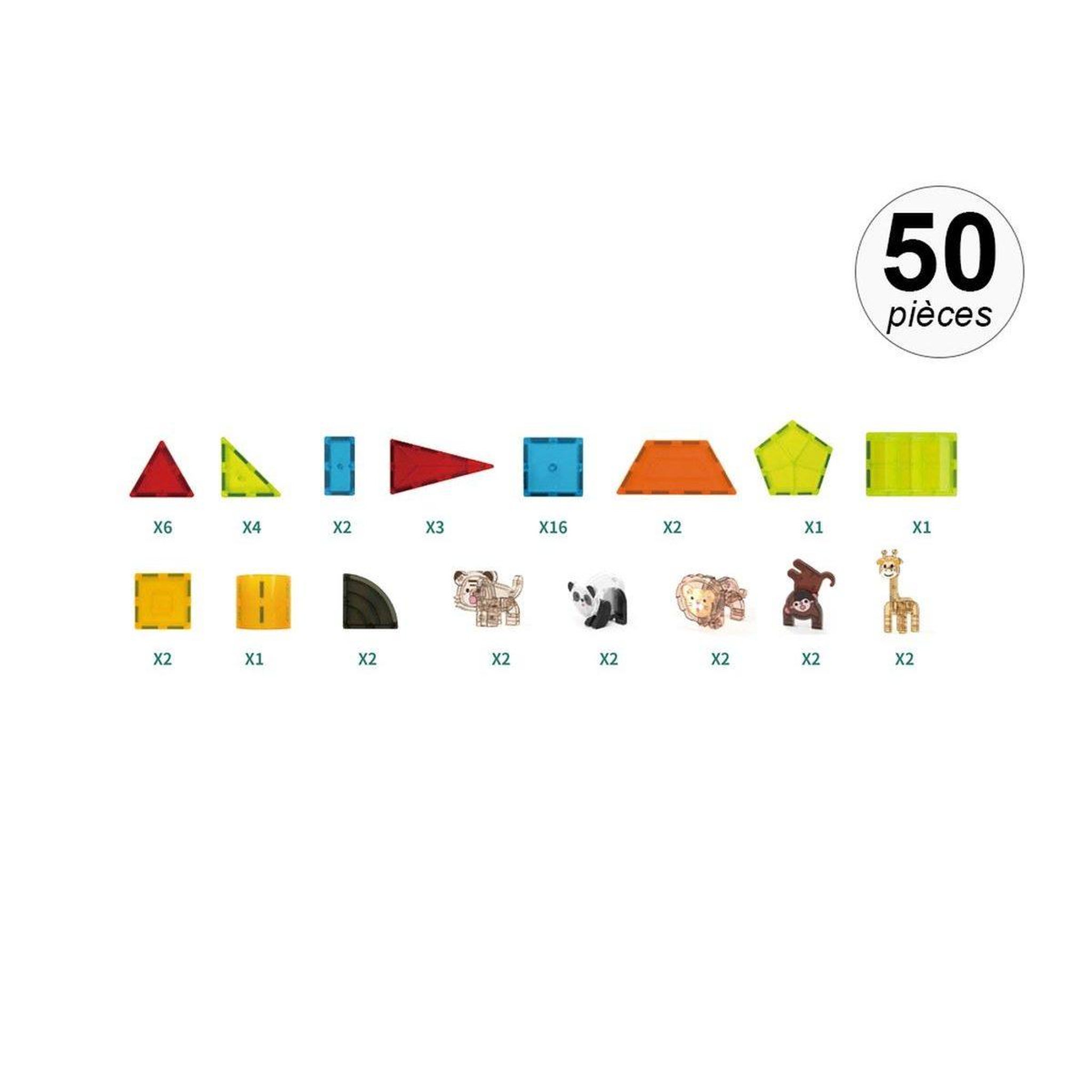 Voir la diapositive 3 : 1001JOUETS Jeu de construction magnétique - 50 pièces - À partir de 3 ans - Matériaux ultra résistants