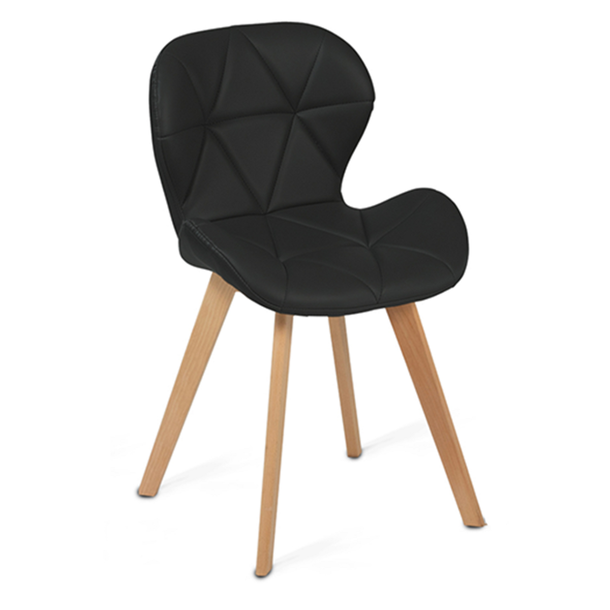 ID MARKET Lot de 4 chaises ROBINE en PU noires pour salle à manger