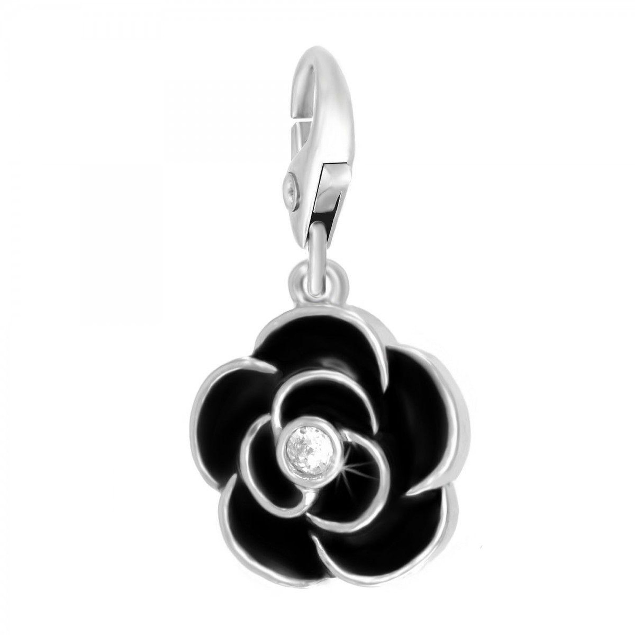 SC CRYSTAL Charm Rose Noire SC Crystal orné de Cristaux scintillants