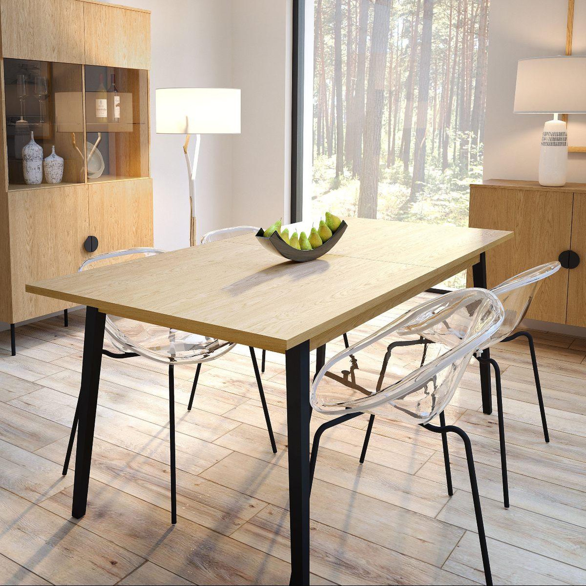 Voir la diapositive 2 : JLC KREATION Table de salle à manger extensible en bois dimitri