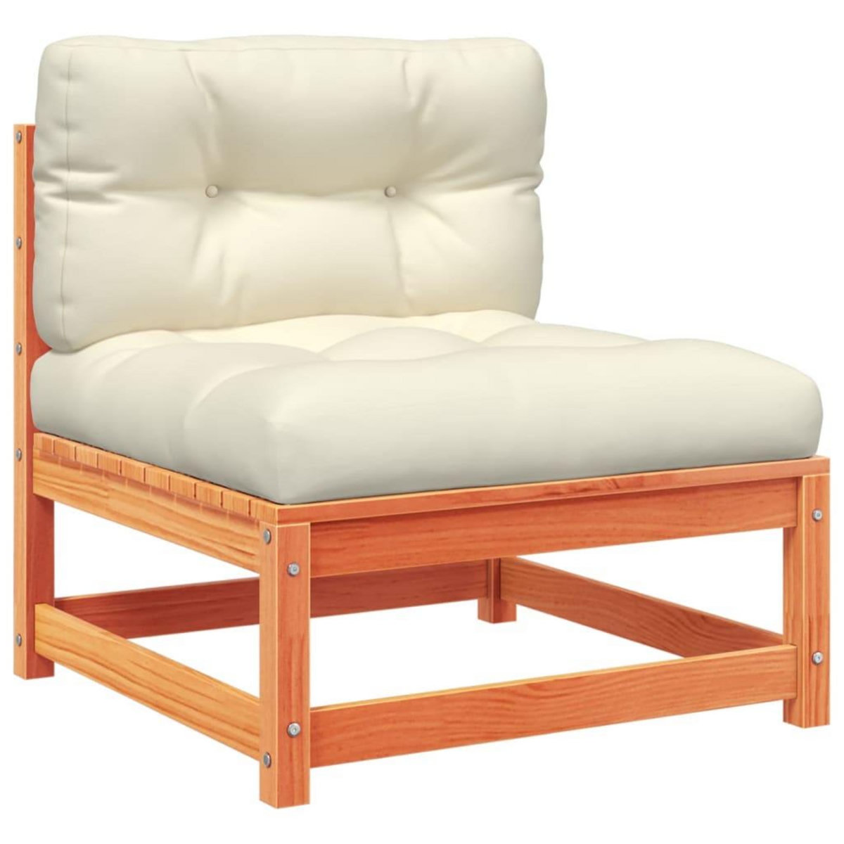 VIDAXL Salon de jardin 9 pcs avec coussins marron cire bois pin massif