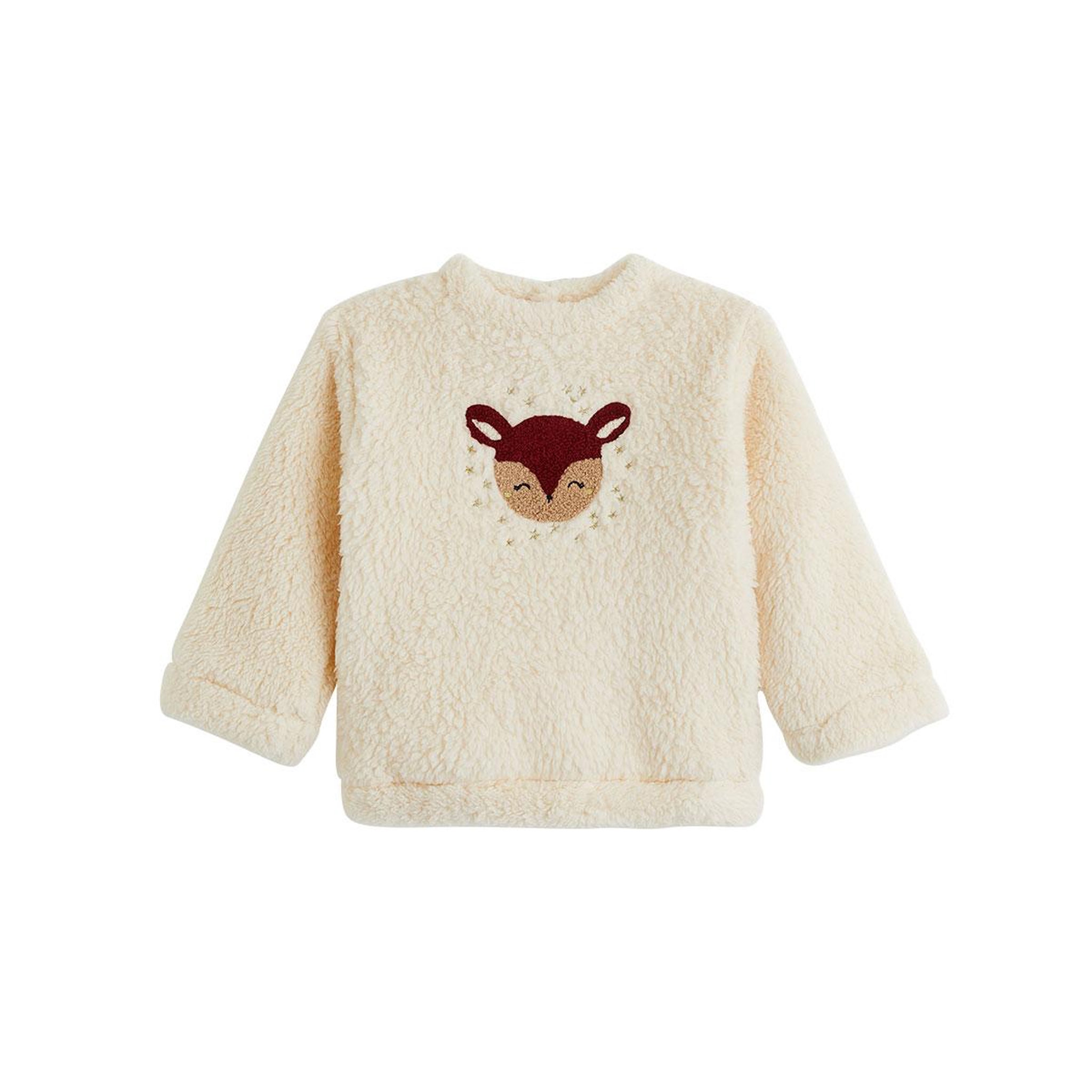 PETIT BEGUIN Sweat-shirt bébé en sherpa Grace. Coloris disponibles : Beige