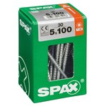 CENTRALE BRICO Lot de 30 vis acier tête fraisée torx SPAX, Diam.5 mm x L.100 mm
