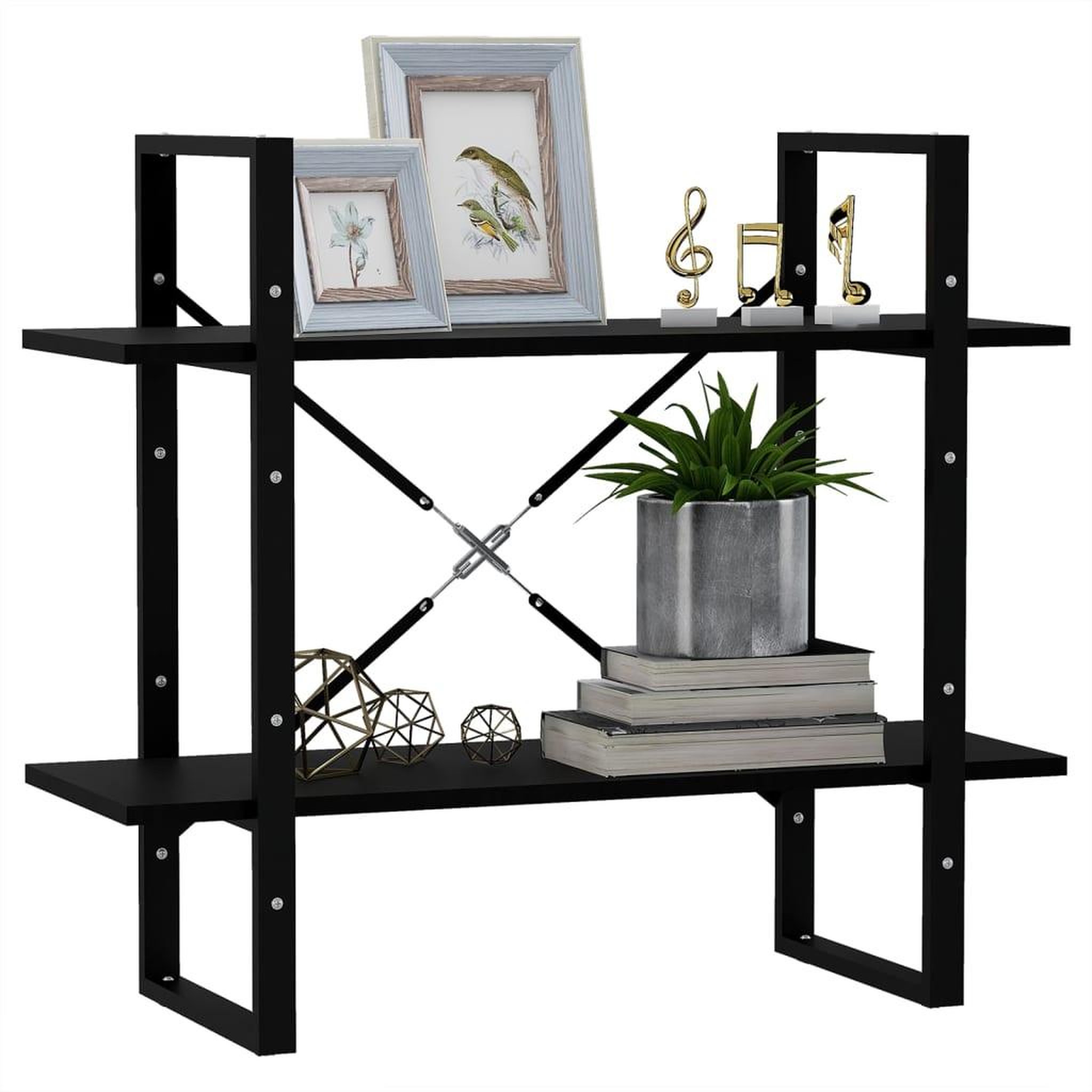 Voir la diapositive 4 : VIDAXL Bibliotheque a 2 niveaux Noir 80x30x70 cm Bois de pin massif