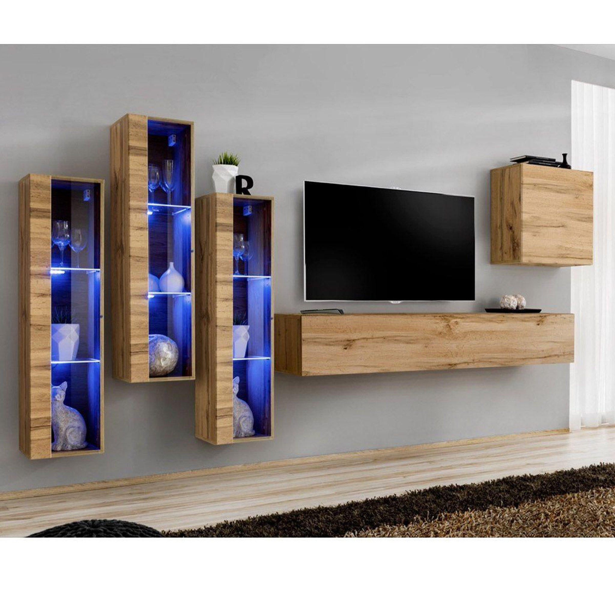 Paris Prix Meuble tv mural design  switch xiii  330cm naturel