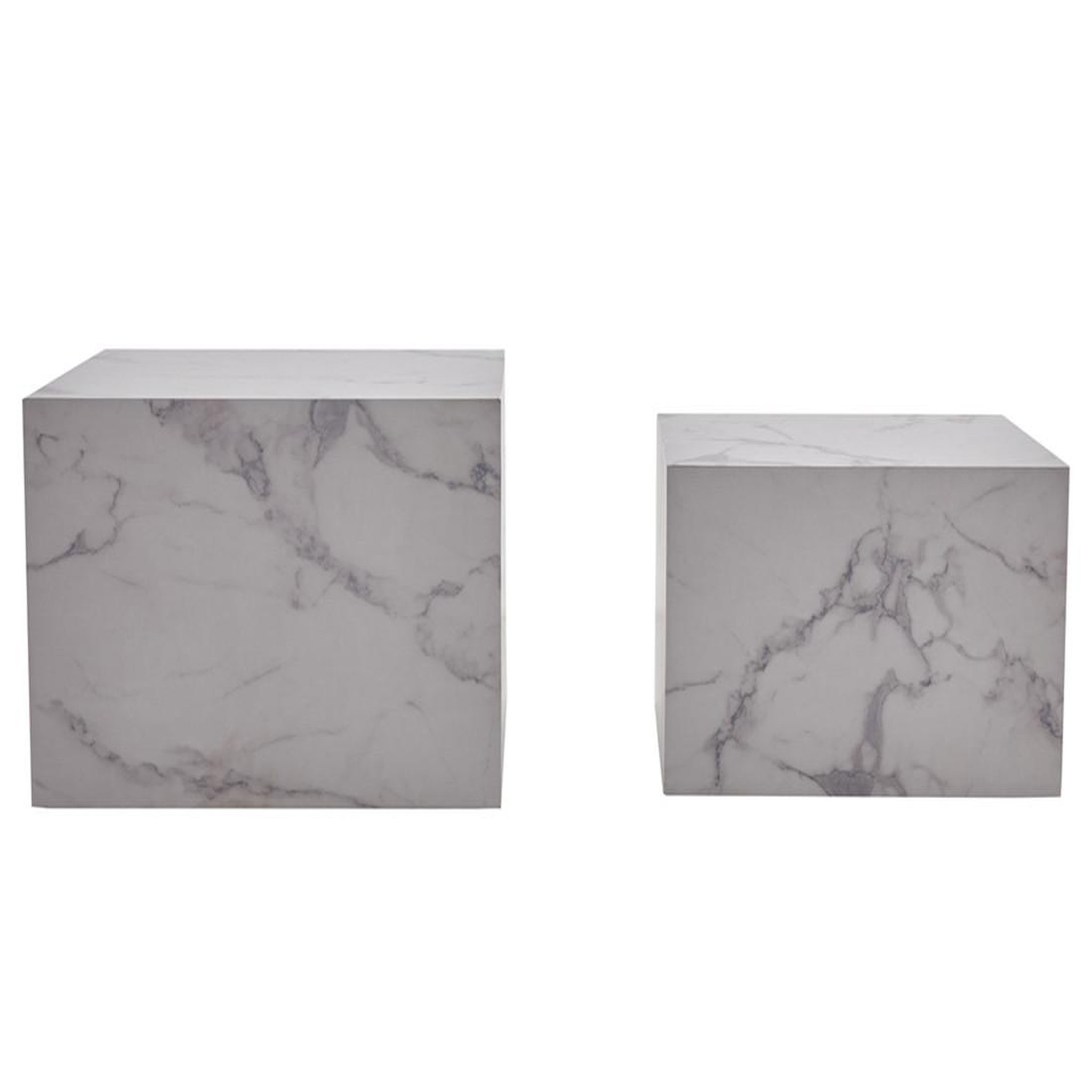 Voir la diapositive 5 : LISA DESIGN Fabio - lot de 2 tables basses - marbre blanc