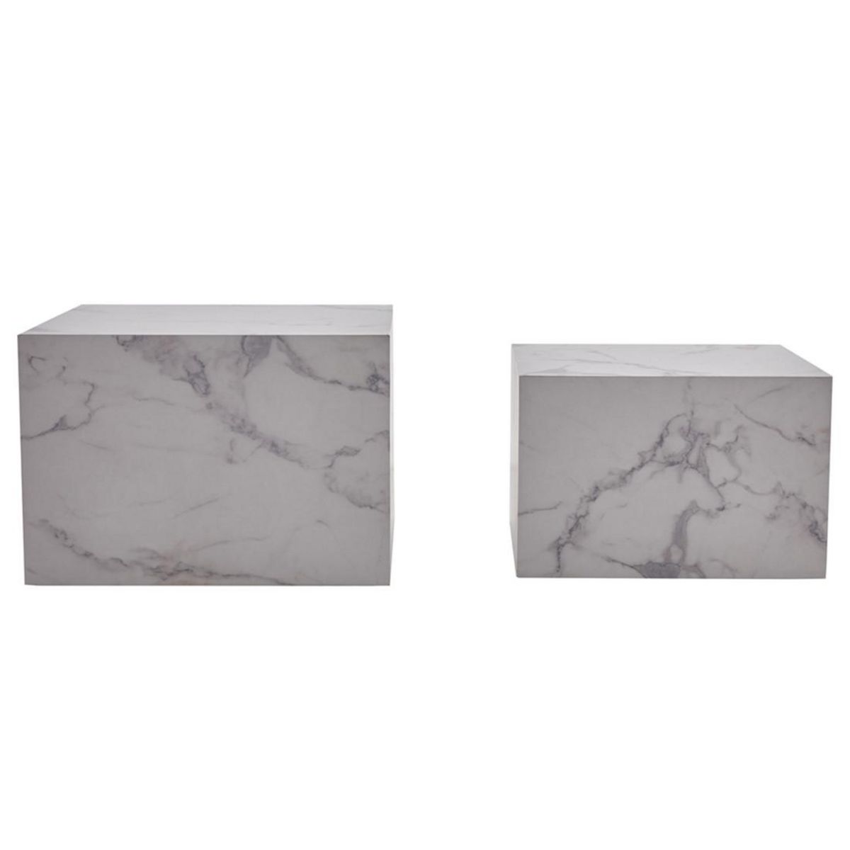 LISA DESIGN Fabio - lot de 2 tables basses - marbre blanc