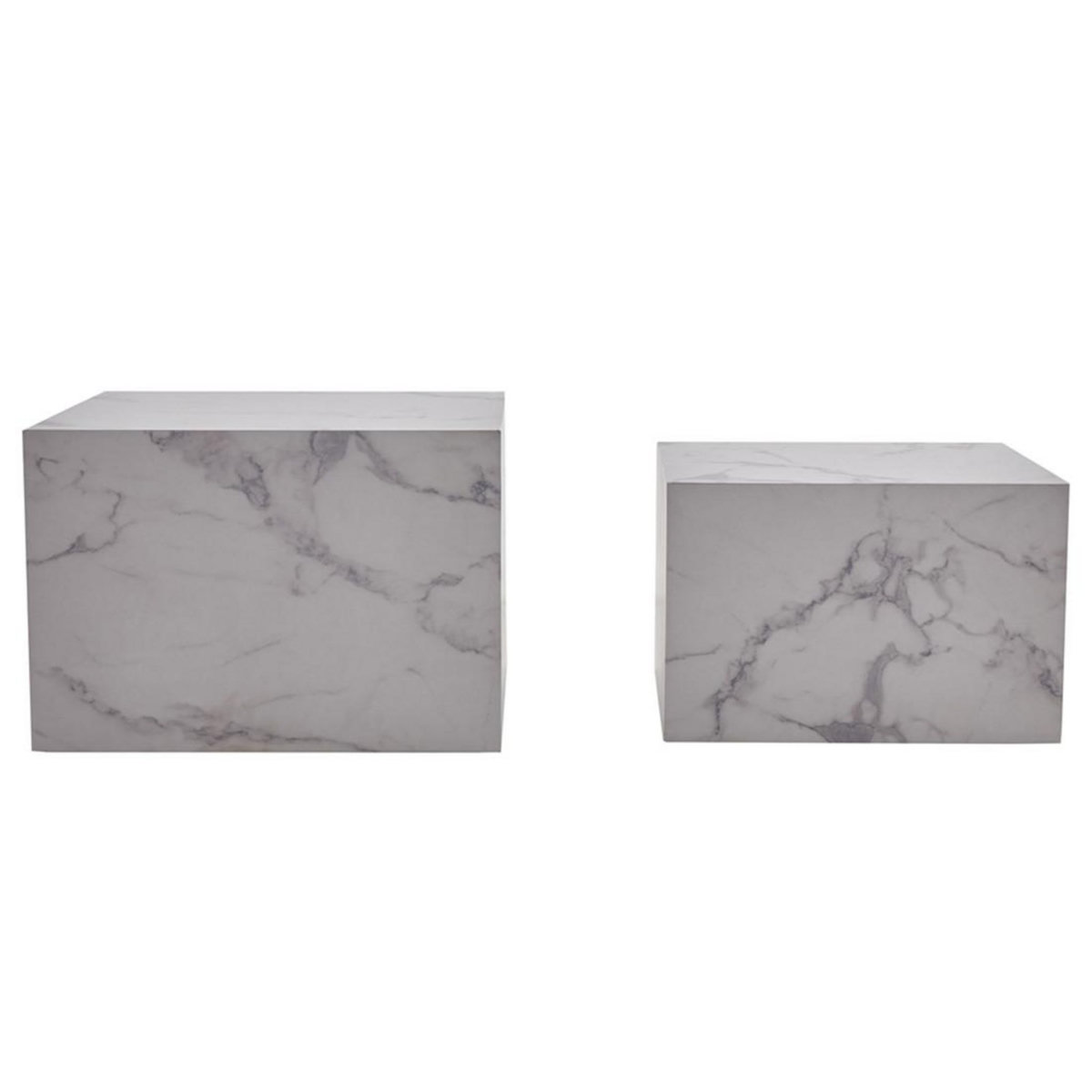 LISA DESIGN Fabio - lot de 2 tables basses - marbre blanc