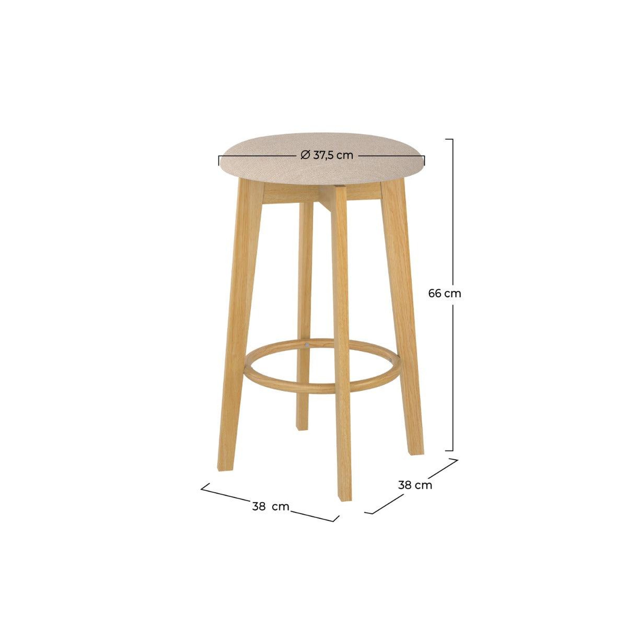 Voir la diapositive 4 : MAISON PAVANE Lot de 2 tabourets pour îlot central 66 cm en tissu beige-vahina